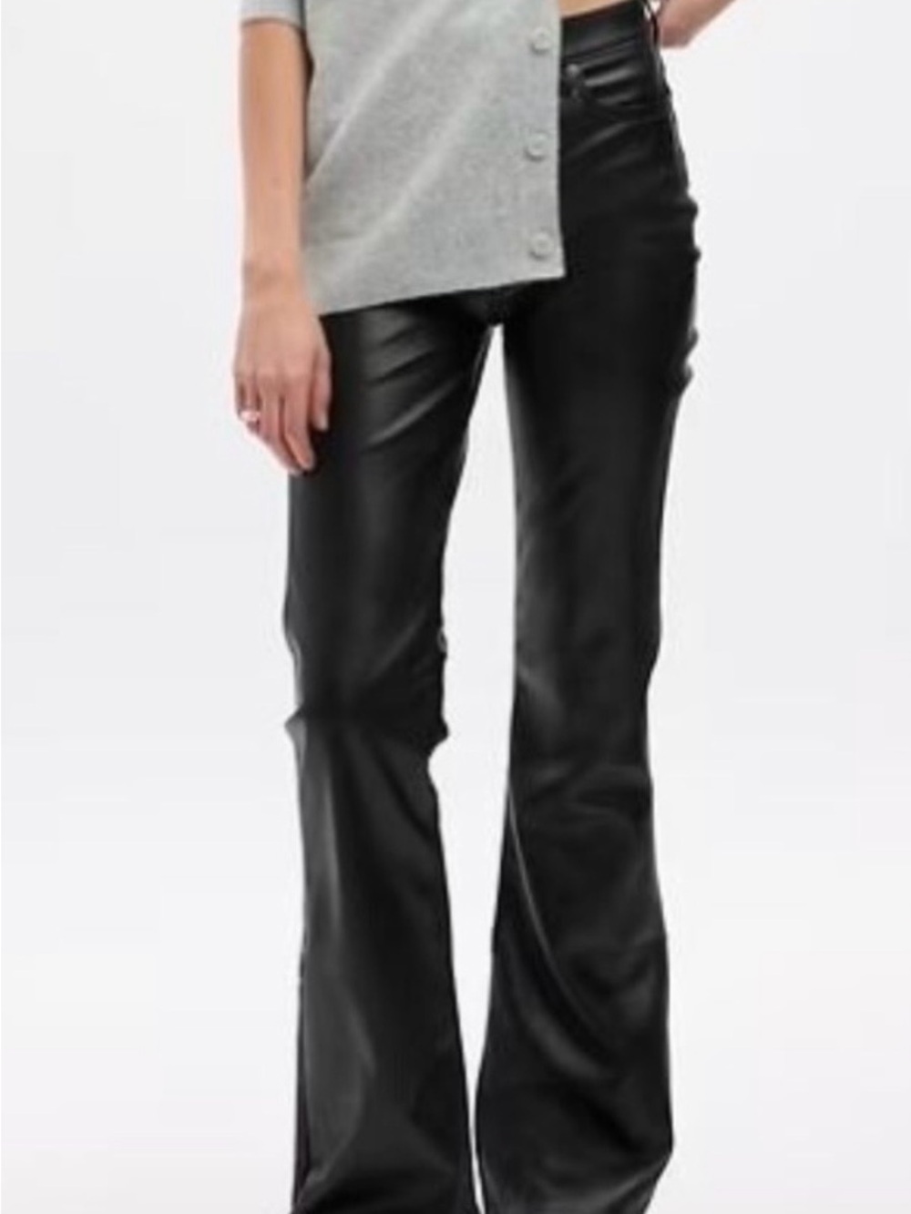 GAP Black Faux-Leather Flare Pants